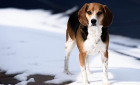 Hund i snøen